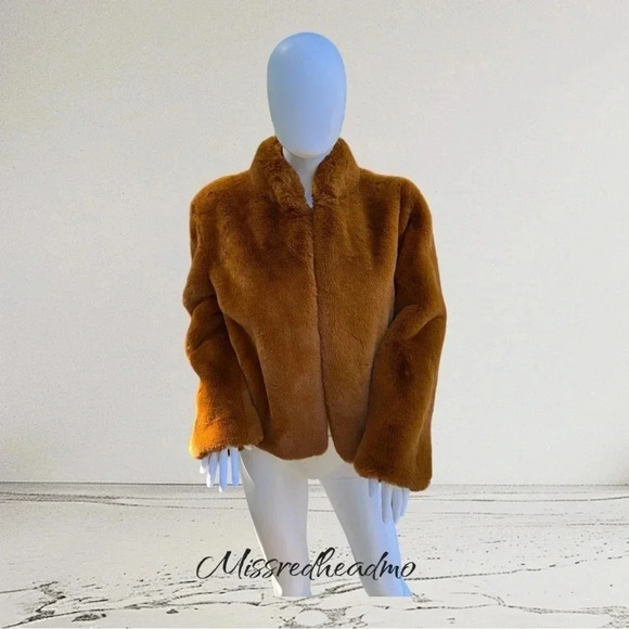 Forever 21 Burnt Orange Faux Fur Jacket - M - Picture 1 of 5